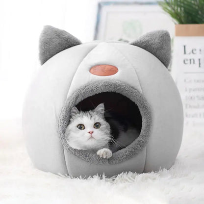 Fuzzy Cat Head Cat Bed