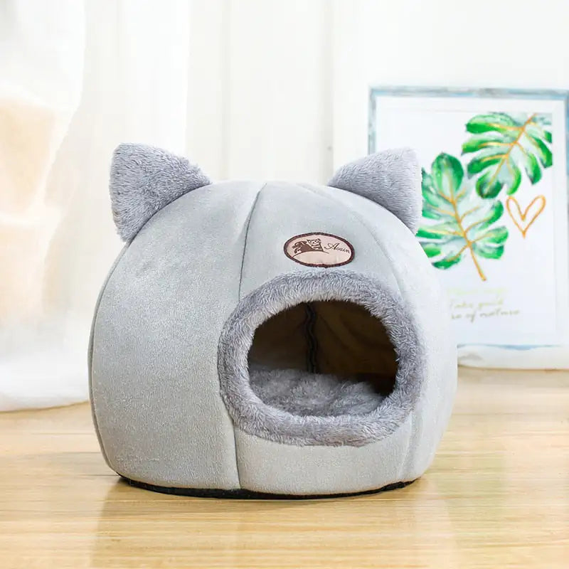 Fuzzy Cat Head Cat Bed