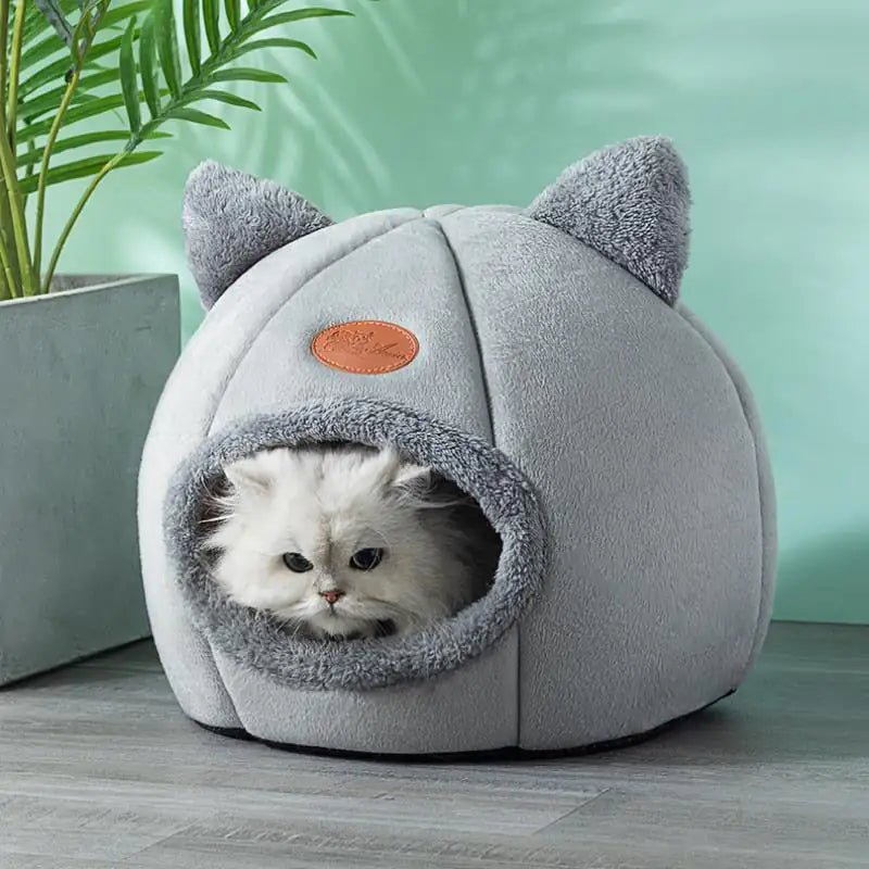 Fuzzy Cat Head Cat Bed